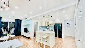 Luxury Apartment, 2 Bedrooms (1 King Bed and 1 Queen Bed) | Private kitchen | Fridge, microwave, stovetop, rice cooker