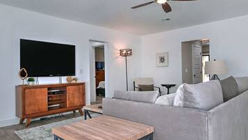 Smart TV, DVD player, books, video library