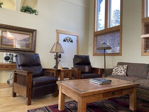 Smart TV, fireplace, video games, DVD player