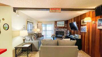 TV, foosball, video library, stereo