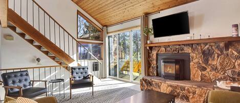 TV, fireplace