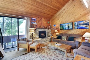 Televisión y chimenea 