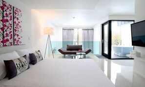 Modern Room | Individually decorated, individually furnished, blackout curtains