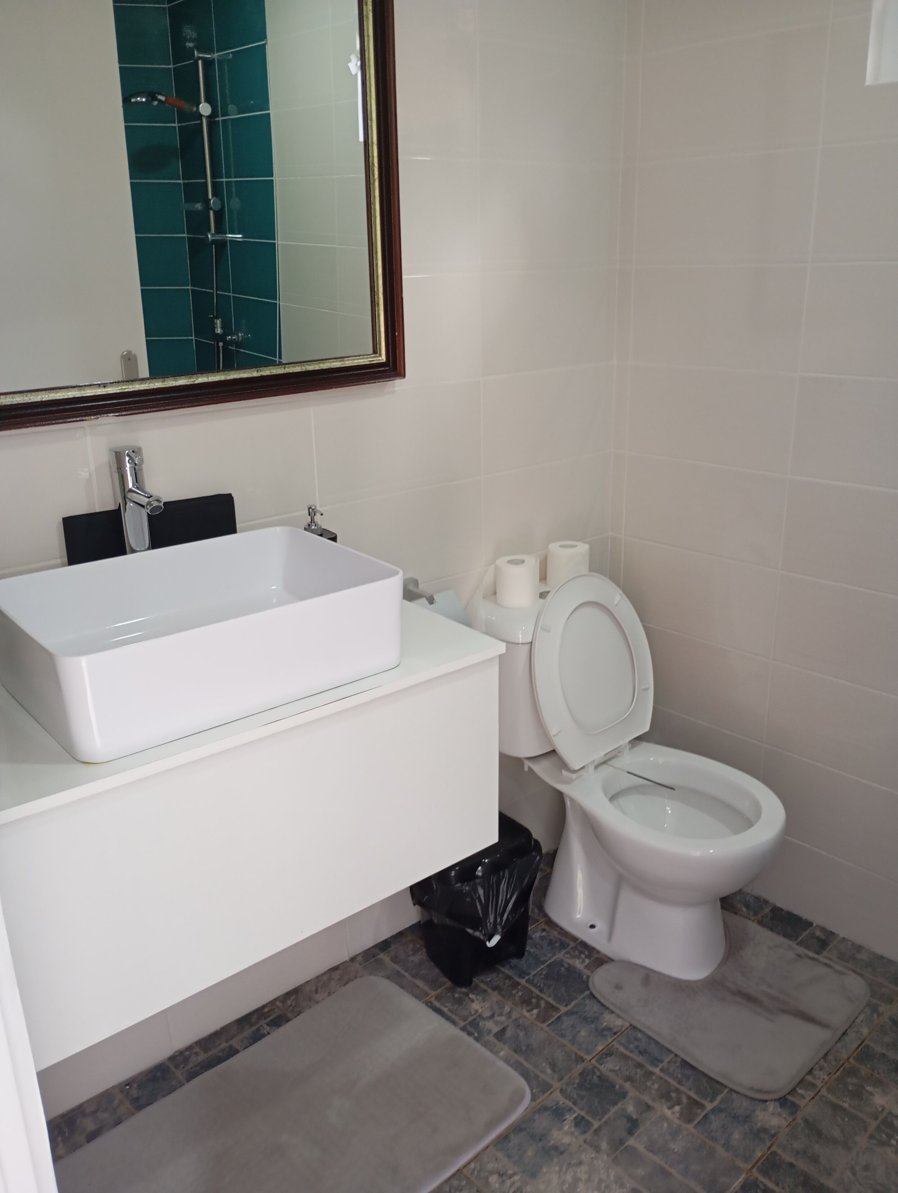 combined shower/bathtub, jetted bath, hair dryer, towels