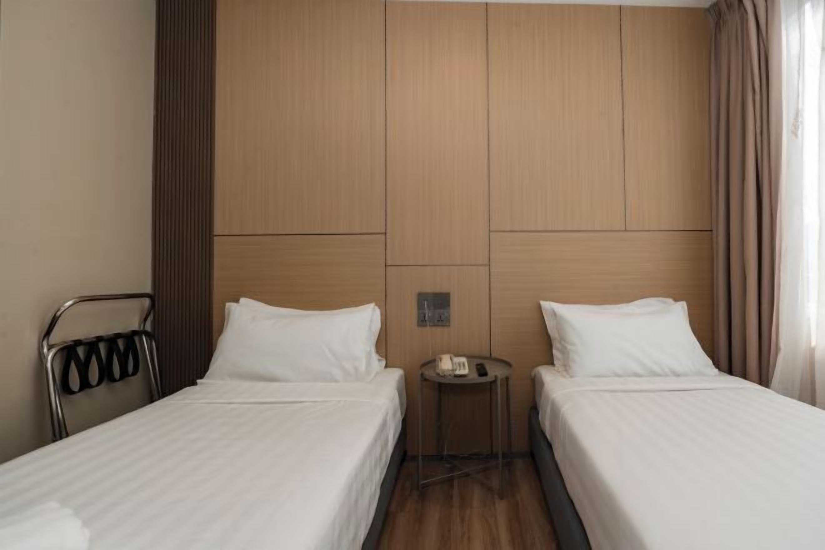 Desk, blackout curtains, free WiFi, bed sheets