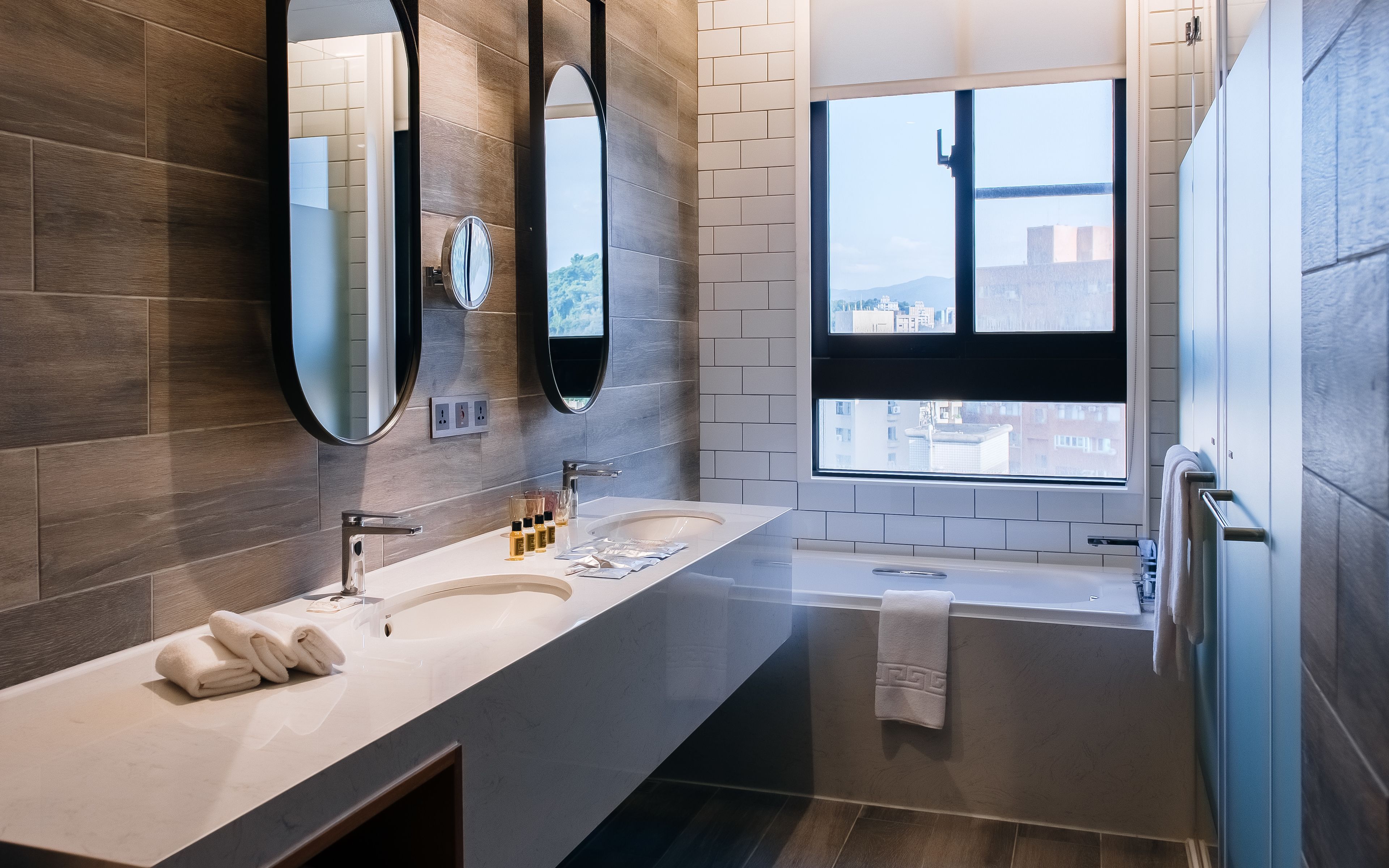 free toiletries, hair dryer, electronic bidet, towels