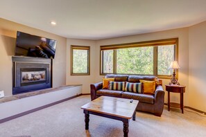 TV, fireplace