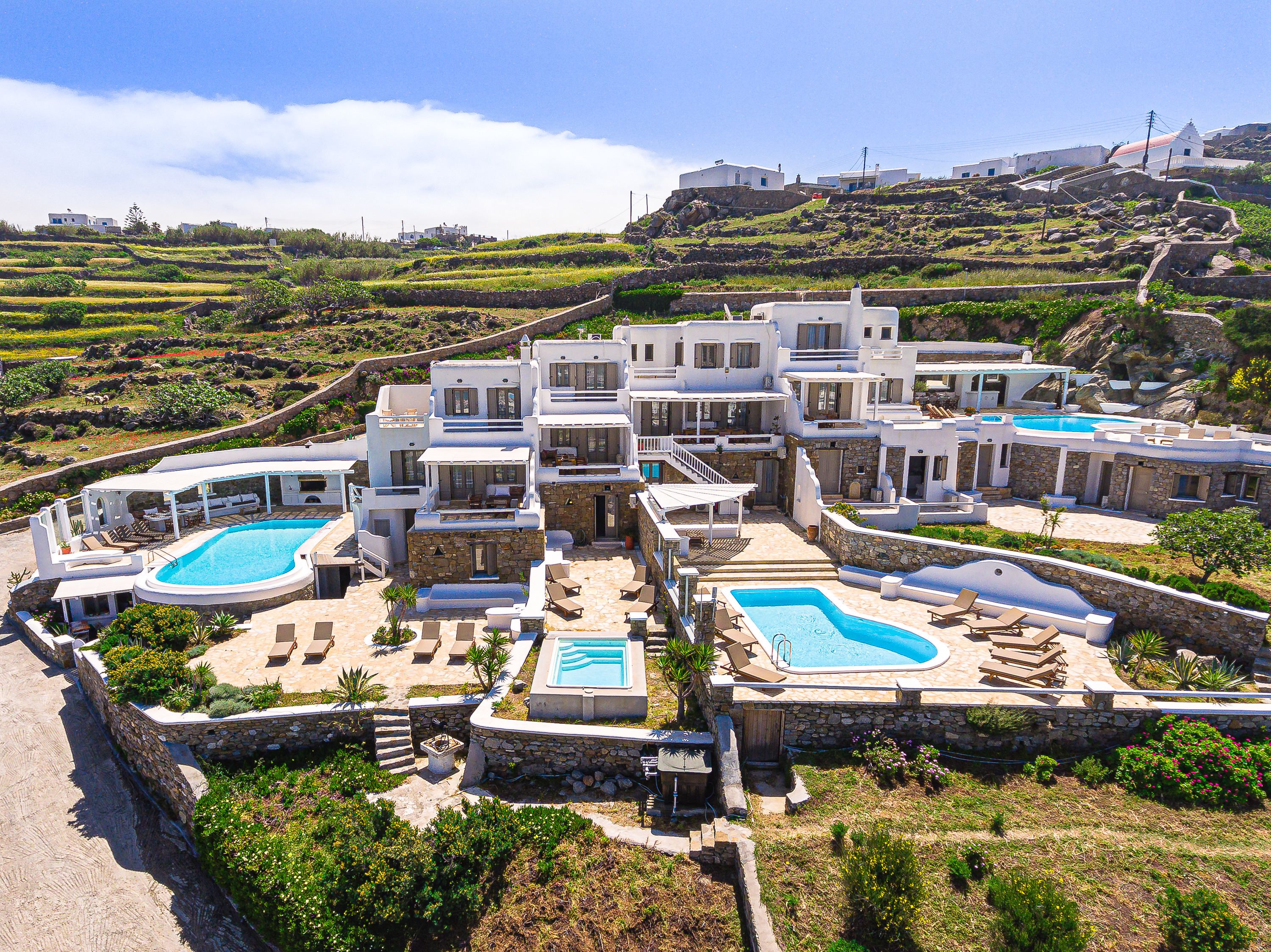 Villa exclusiva, 4 habitaciones, piscina privada (Therpsichore) | Sábanas de algodón egipcio y ropa de cama de alta calidad