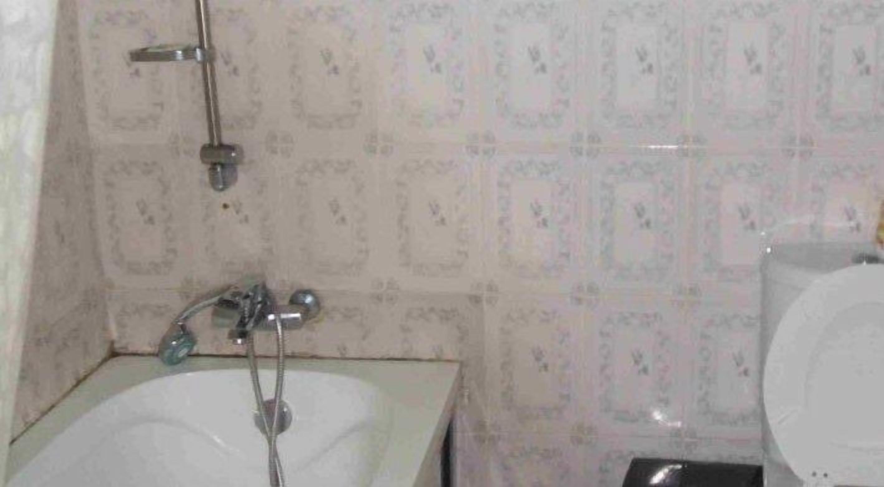 Une salle de bain avec un lavabo, une douche et des toilettes.
