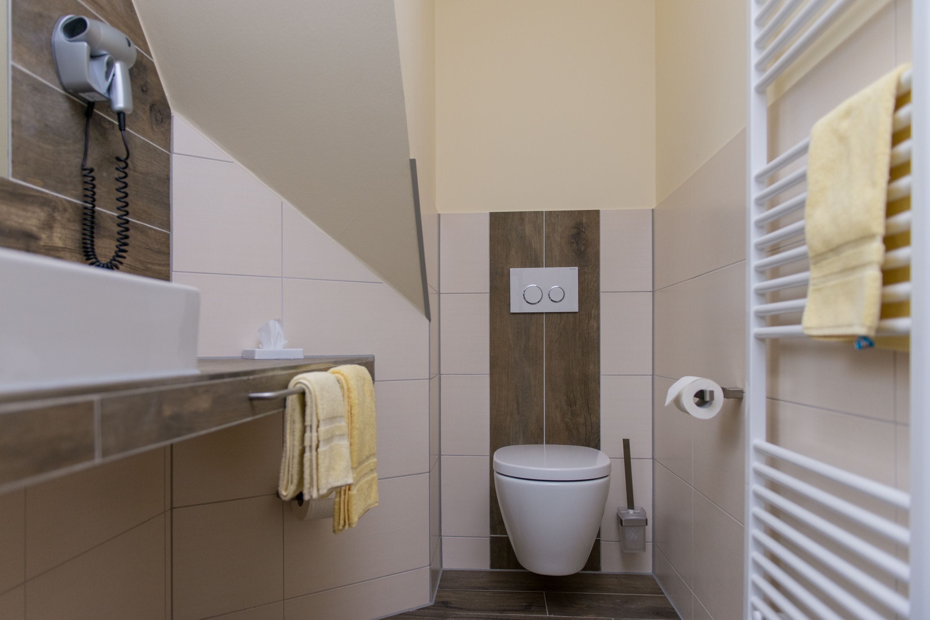 business double room | bathroom | shower, free toiletries, hair dryer