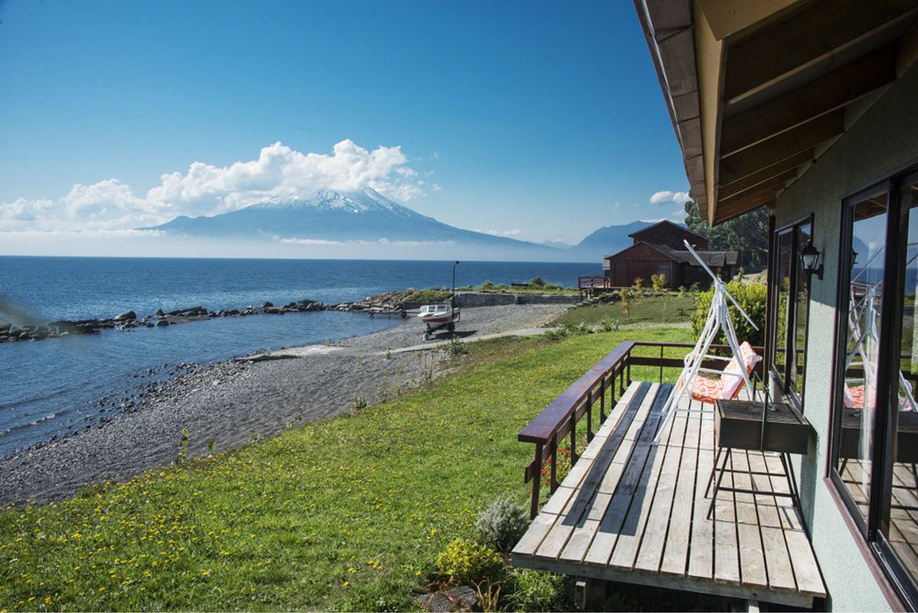 Cabana superior, vista para o lago | Terraço/pátio