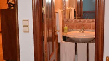 Habitación con 1 cama doble o 2 individuales | Baño | Ducha y toallas