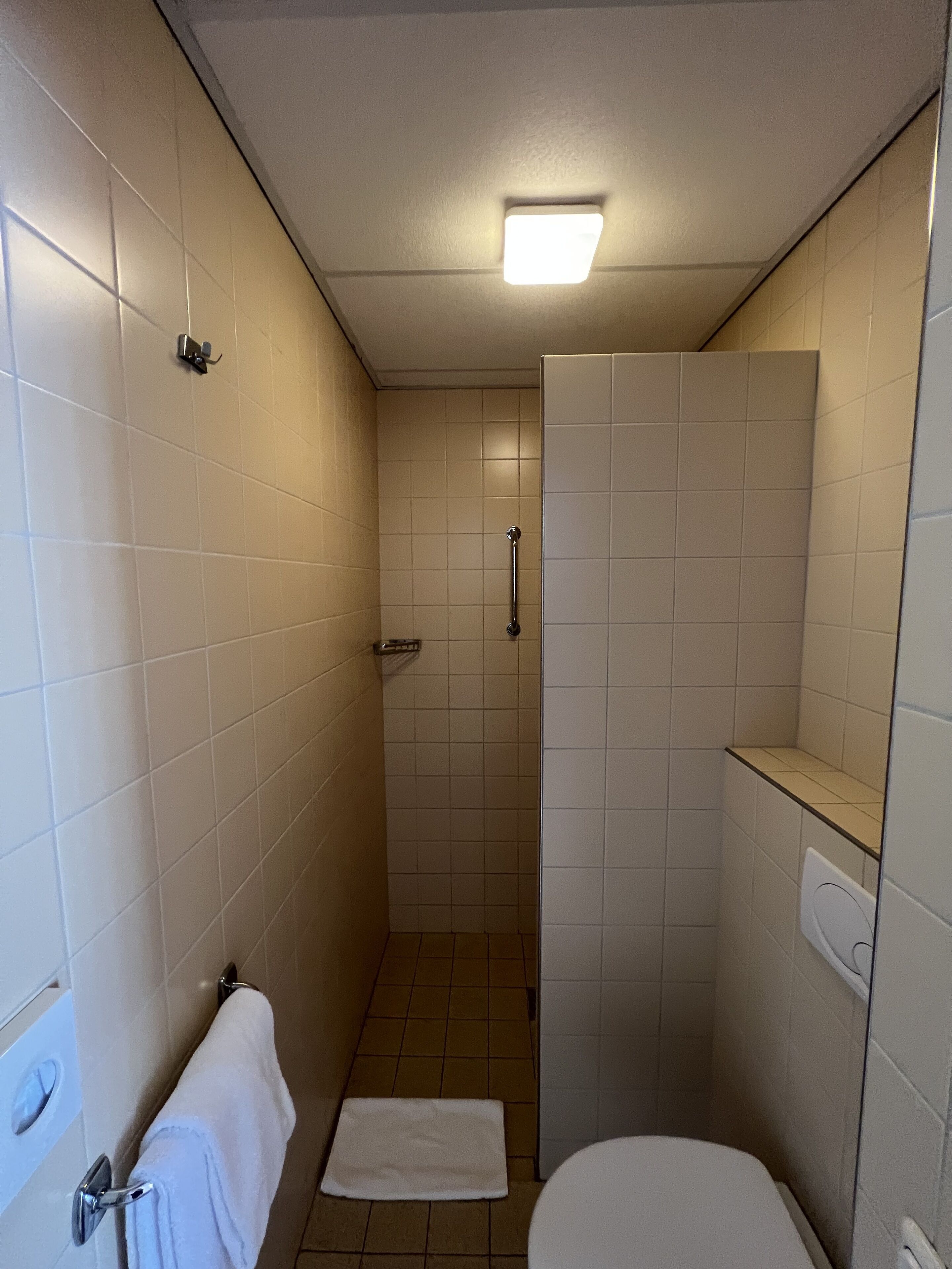 basic room | bathroom | shower, designer toiletries, hair dryer, towels