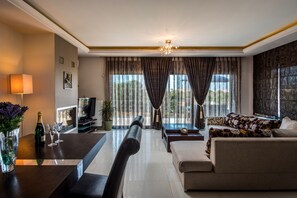 Smart TV, fireplace