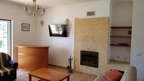 TV, fireplace