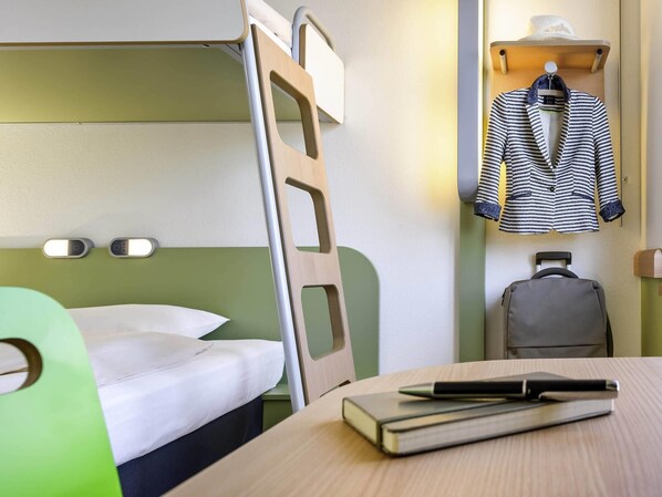 Desk, free WiFi, bed sheets