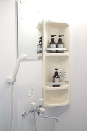 Shower, hair dryer, bathrobes, slippers