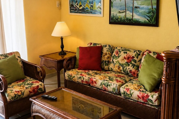 Our tropical furniture. Couch is a pull out.