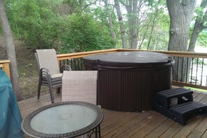 Outdoor spa tub - Cute Beachfront Guest Unit on Lake (Saugatuck)