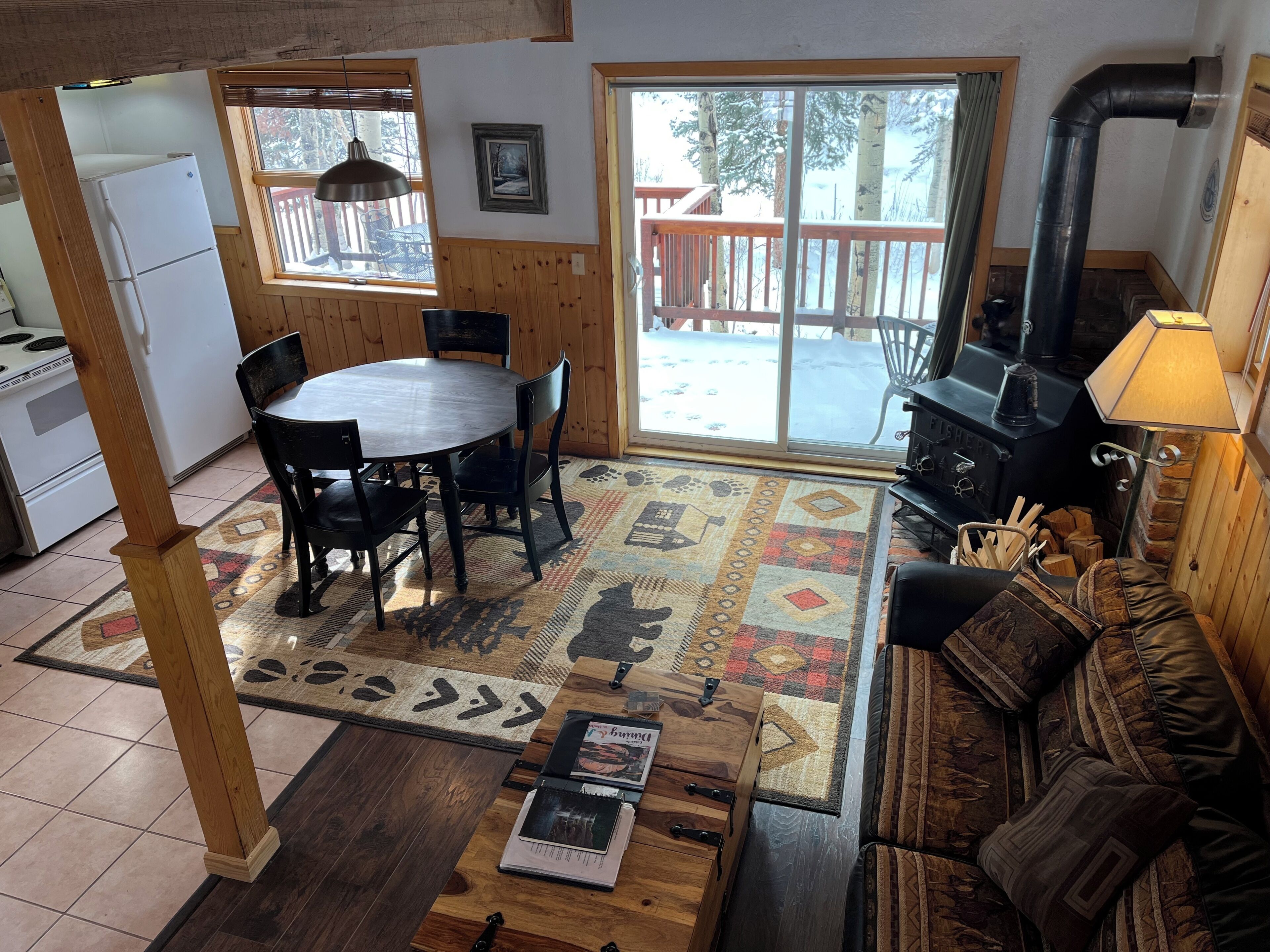 TV, fireplace, DVD player, books