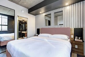 1 bedroom, memory foam beds, iron/ironing board, travel crib