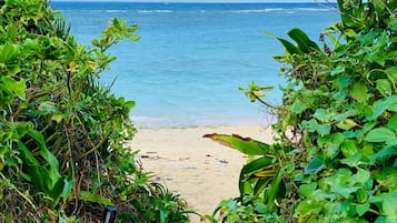 Private beach nearby, white sand