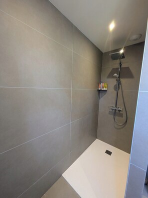 Ensemble baignoire-douche, séchoir à cheveux, serviettes fournies