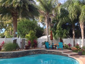 Outdoor pool, a heated pool - A Shore Thing! Special Rates!  Private Heated Salt Pool, 4KTVs! Walk to Beach! (Jacksonville Beach)
