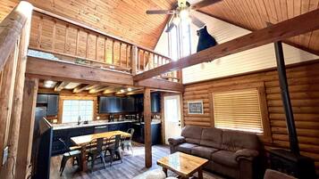 Smart TV, fireplace, DVD player, books