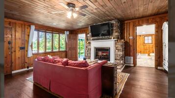 Smart TV, fireplace, video games, books