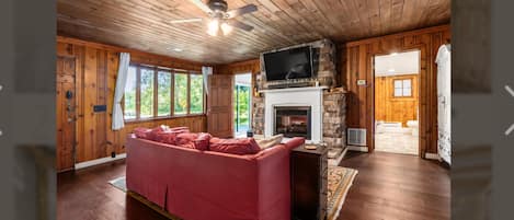 Smart TV, fireplace, video games, books