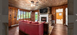 Smart TV, fireplace, video games, books