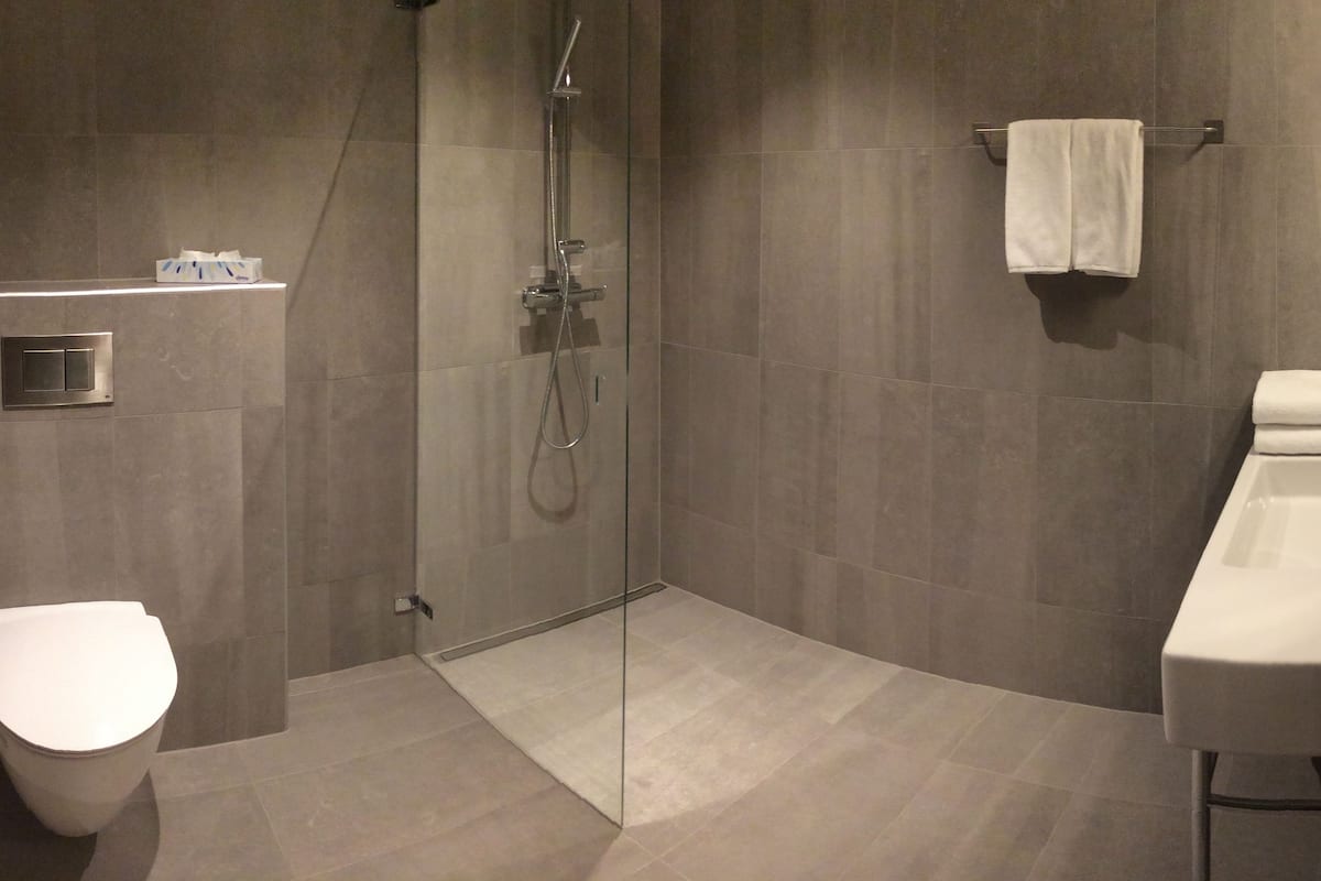 deluxe double room | bathroom | shower, free toiletries, hair dryer, bathrobes