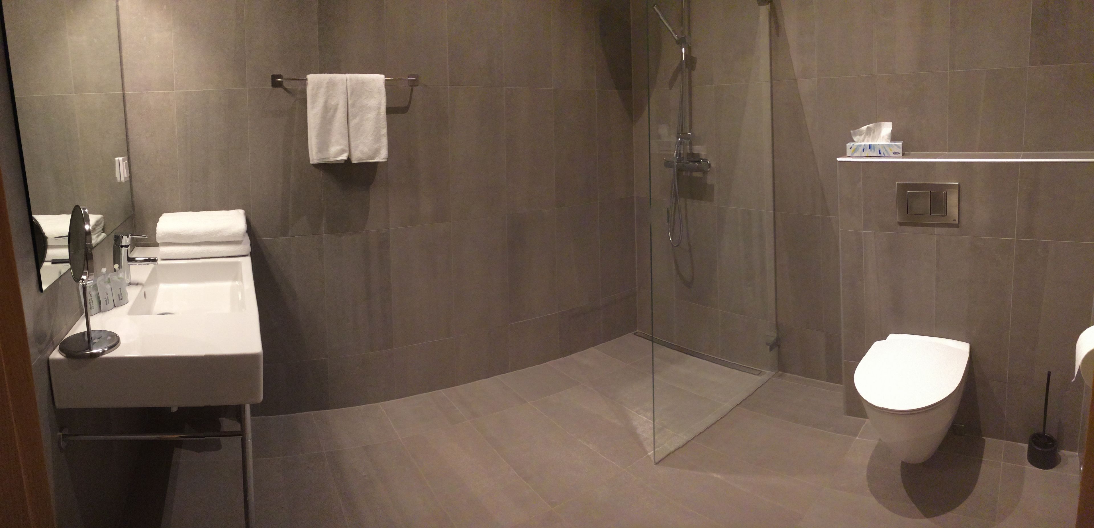 superior double room | bathroom | shower, free toiletries, hair dryer, bathrobes