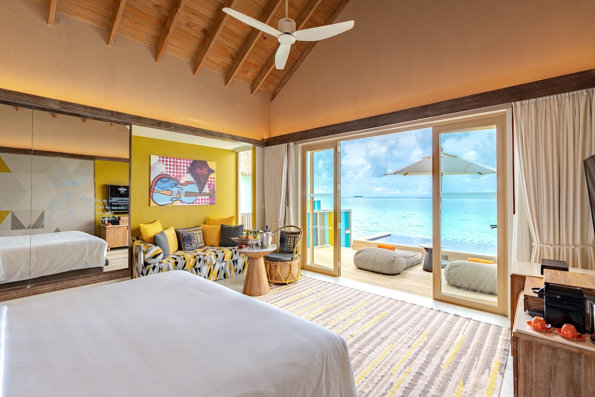 Diamond Overwater Private Pool Villa | Premium bedding, minibar, in-room safe, individually decorated