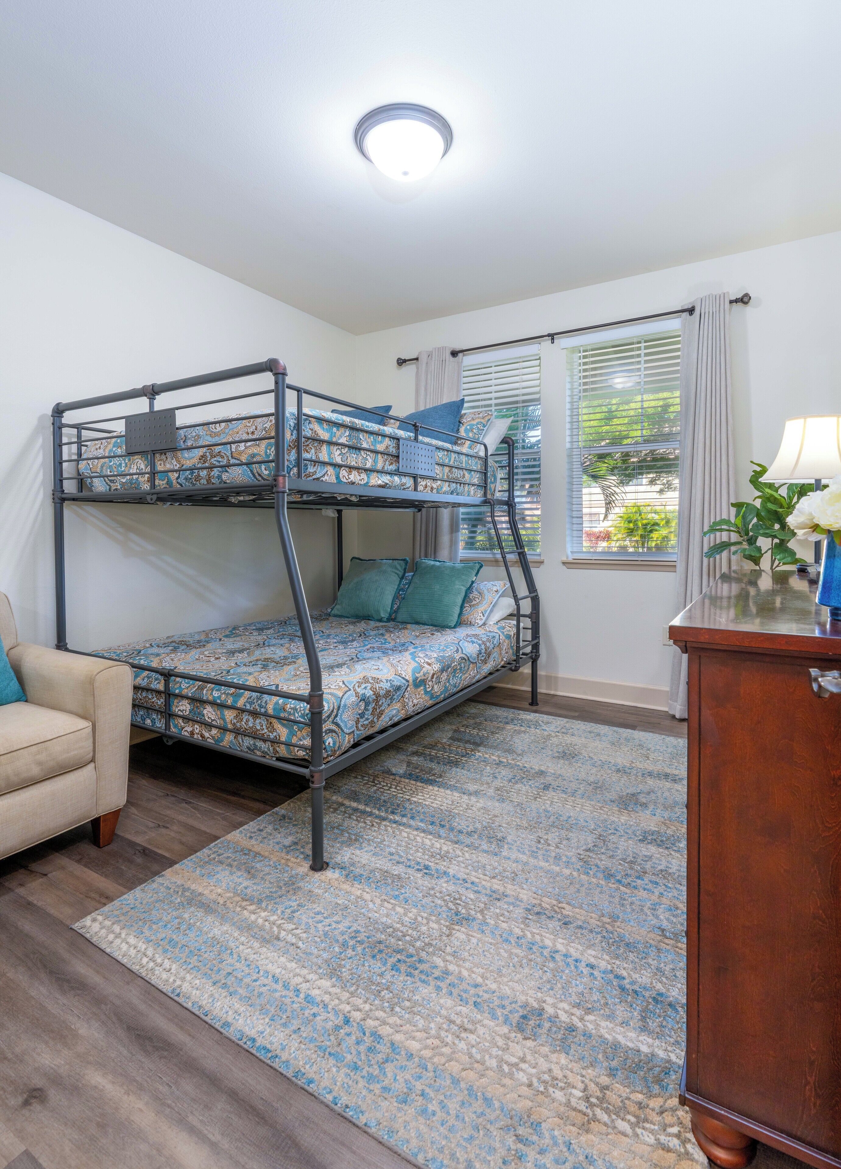 3 bedrooms, blackout drapes, iron/ironing board, internet