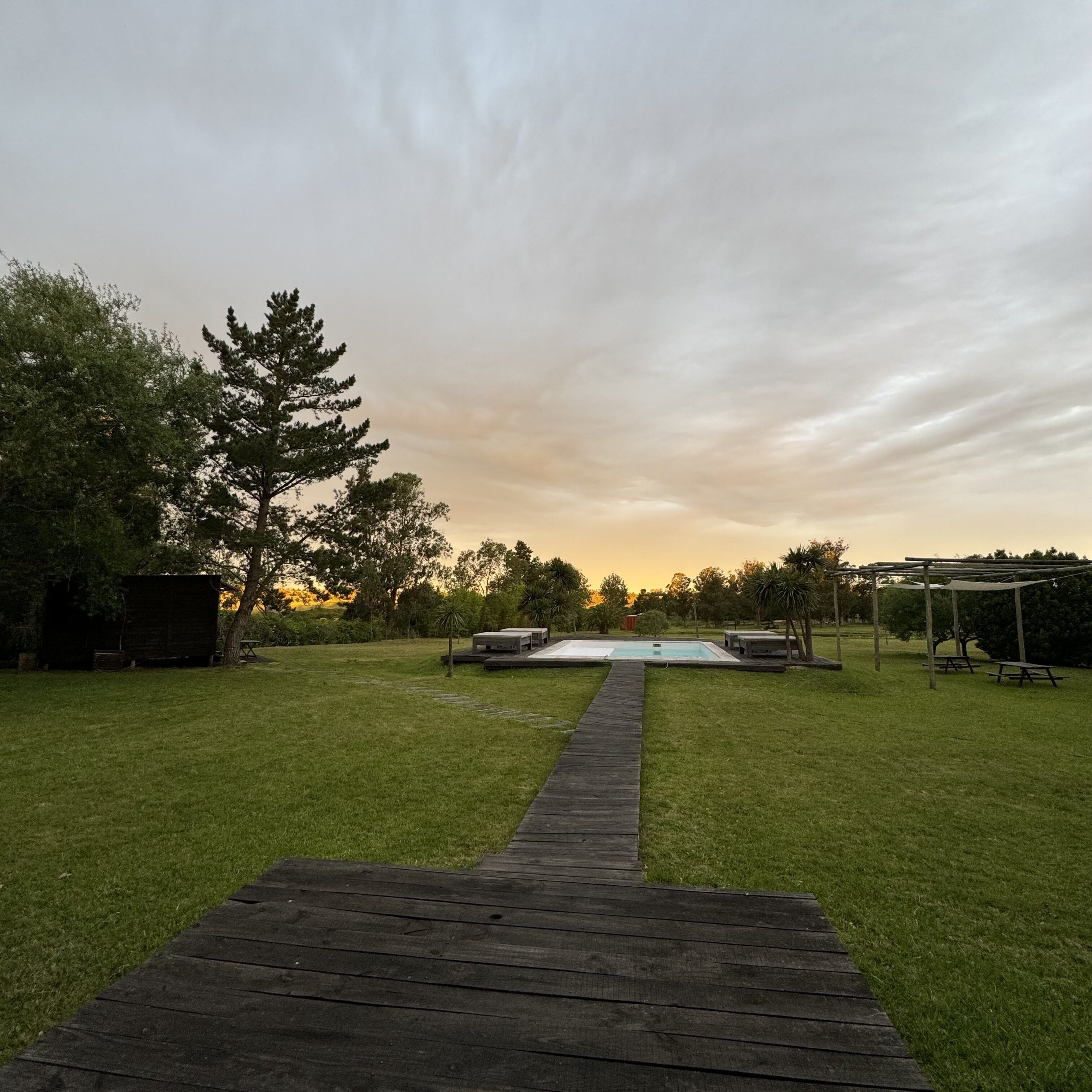 Outdoor pool, pool umbrellas, pool loungers
