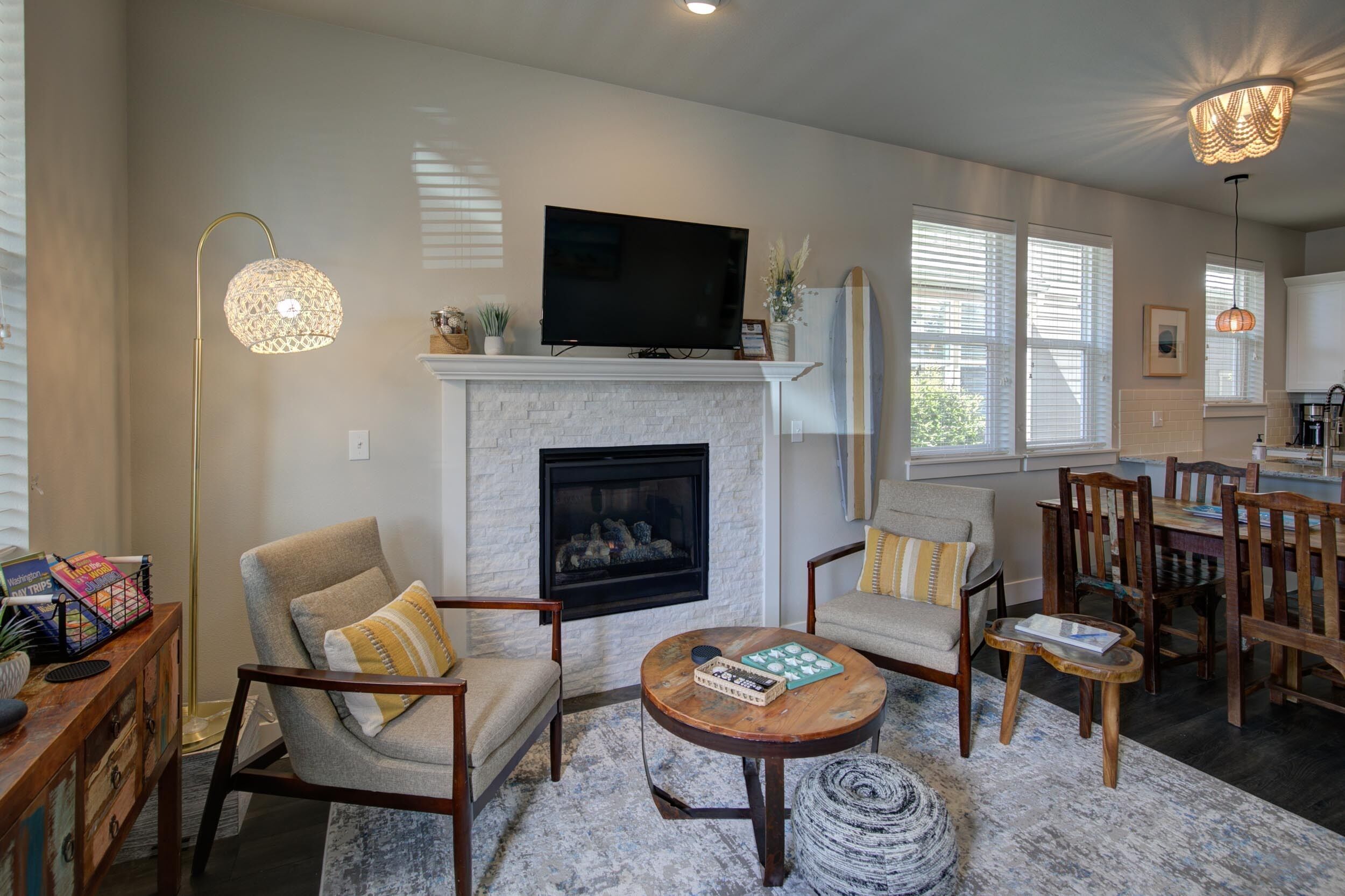 TV, fireplace, DVD player