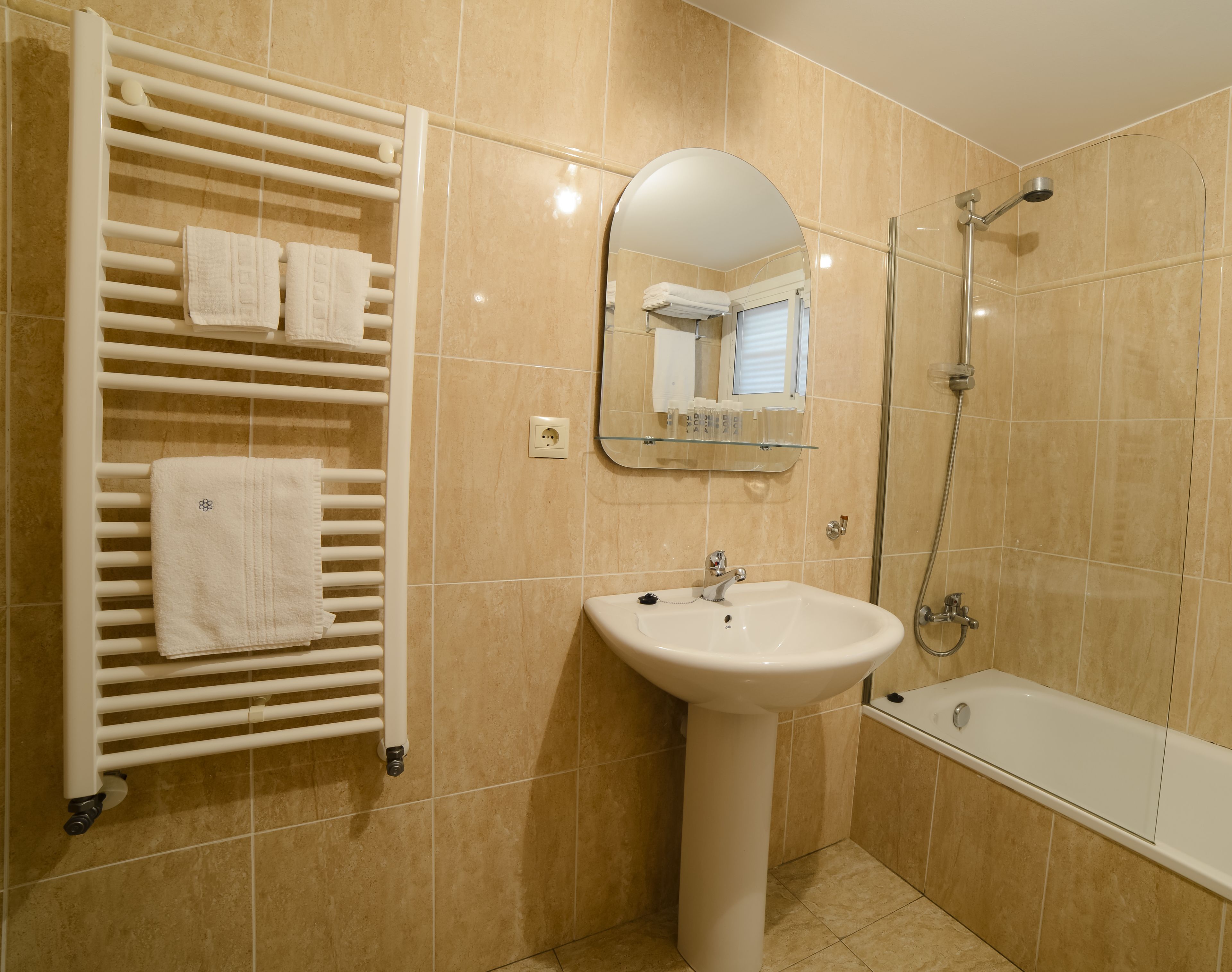 free toiletries, hair dryer, towels