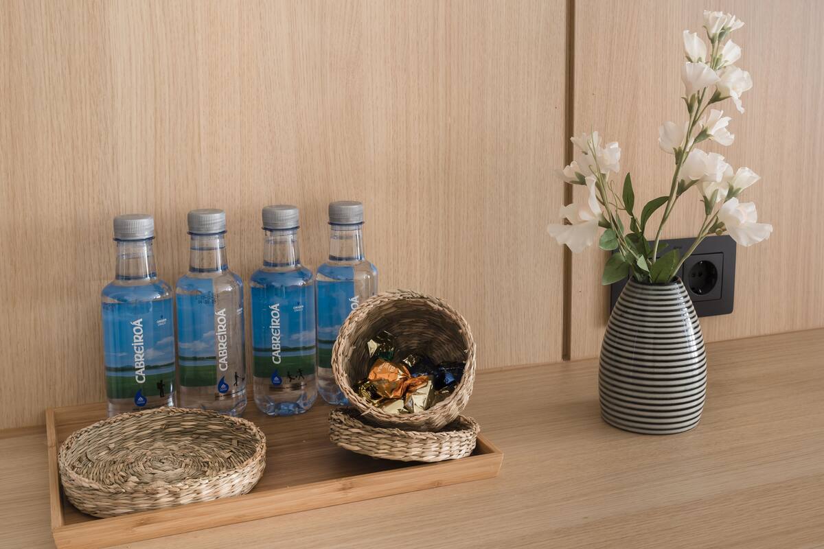 free toiletries, hair dryer, towels