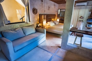 No 1 BOHO BEACH STUDIO A/C, WI FI, KITCHENETTE, TERRACE | Egyptian cotton sheets, premium bedding, in-room safe, free WiFi