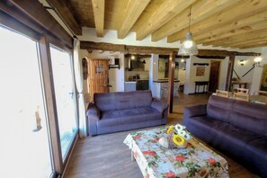 Smart TV, fireplace, DVD player