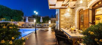 Family villa Myrtia with heated pool, 2 minutes walking to local amenities