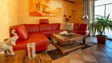 Een televisie, een dvd-speler, boeken en een stereo