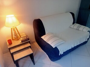 TV, DVD player, books, stereo