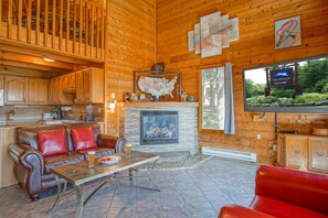 TV, fireplace