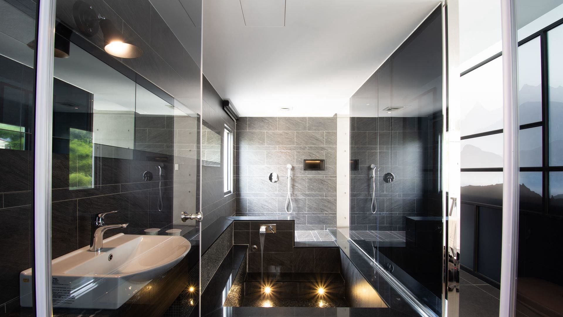 standard double room (moon) | bathroom | separate bathtub and shower, rainfall showerhead, free toiletries