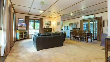 Smart TV, DVD player, books, video library