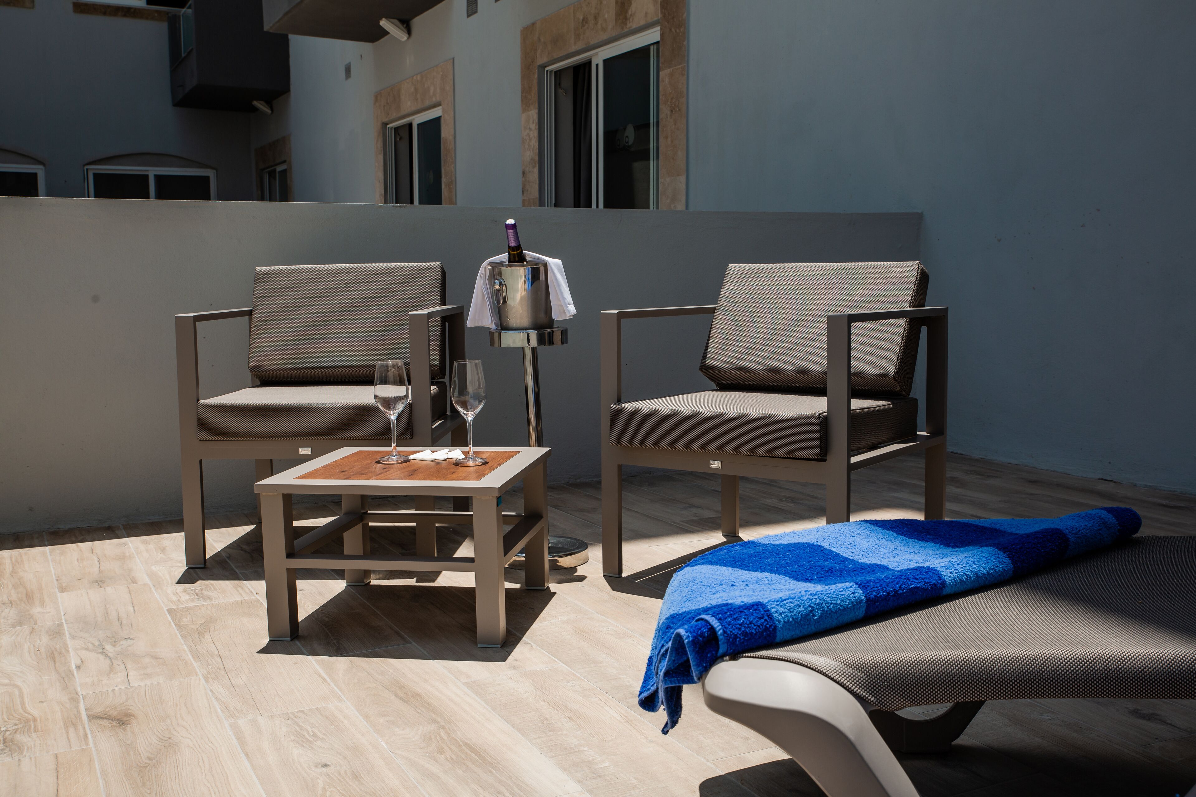 double room, terrace, pool view | terrace/patio