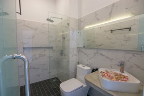 Doccia, asciugacapelli, asciugamani, sapone